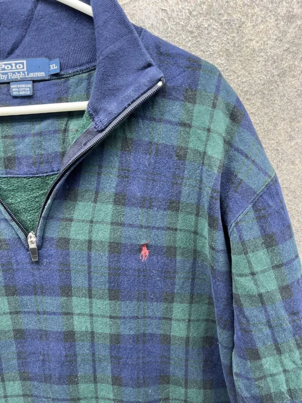 Polo By Ralph Lauren Sweater Mens XL Blue Tartan Plaid Pullover BlackWatch